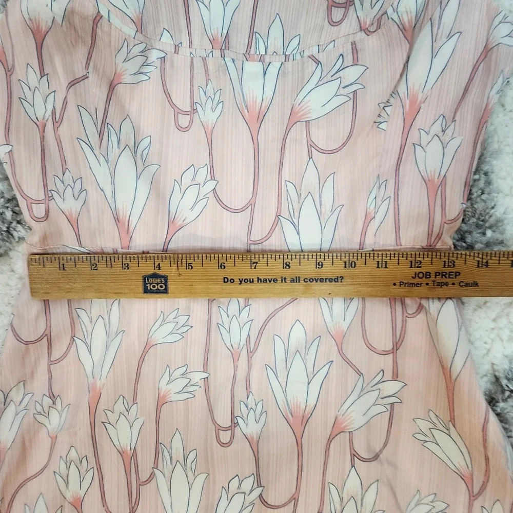 Tory‎ Burch Floral Print Square Neck Sleeveless Dress Pink White Size 6 - Picture 9 of 10